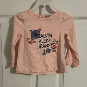 Calvin Klein Jeans Kids Light Pink Floral Long Sleeve Tee